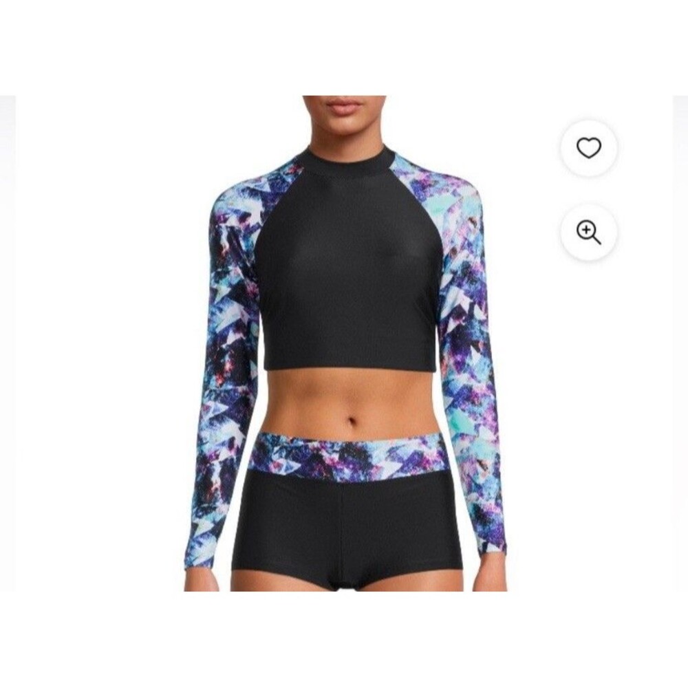 Laguna NWT Galaxy Print Rash Guard Crop Top and Shorts Set Size L (12/14)